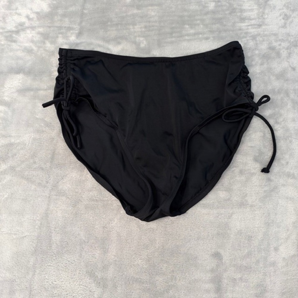 Shekini‎ Black High Waist Ruched Side Bikini Bottom Women's Size 10 Swim